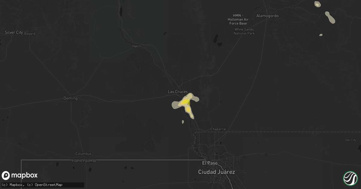 Hail map in Las Cruces, NM on June 3, 2026