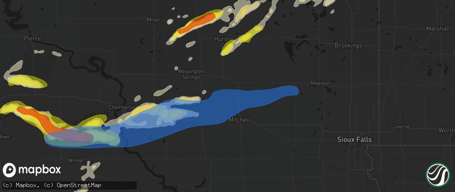 Hail map in Letcher, SD on June 3, 2026