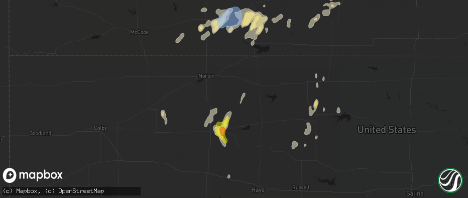 Hail map in Logan, KS on June 3, 2026