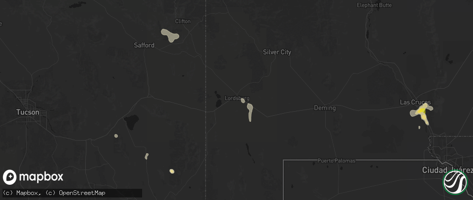 Hail map in Lordsburg, NM on June 3, 2026