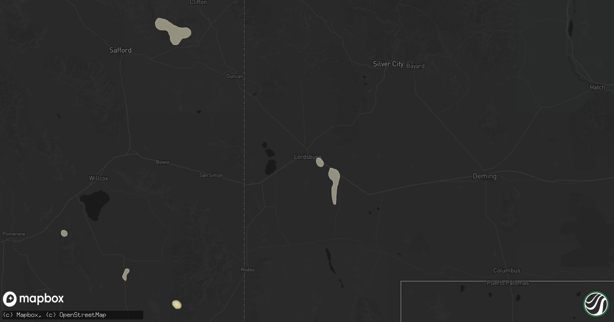 Hail map in Lordsburg, NM on June 3, 2026