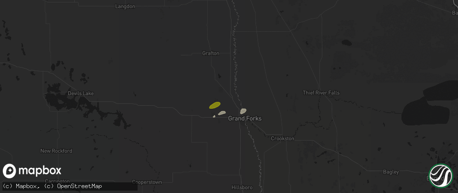 Hail map in Manvel, ND on June 3, 2026