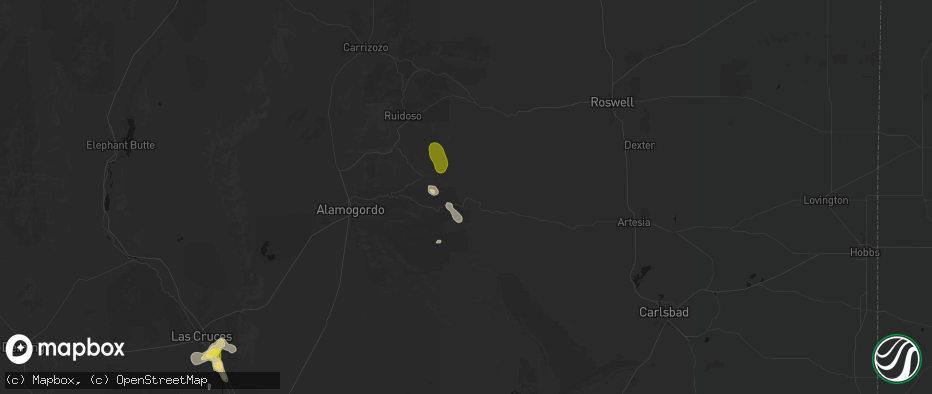 Hail map in Mayhill, NM on June 3, 2026