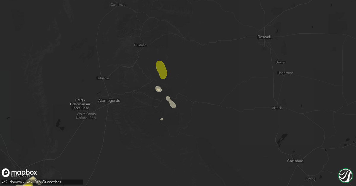Hail map in Mayhill, NM on June 3, 2026