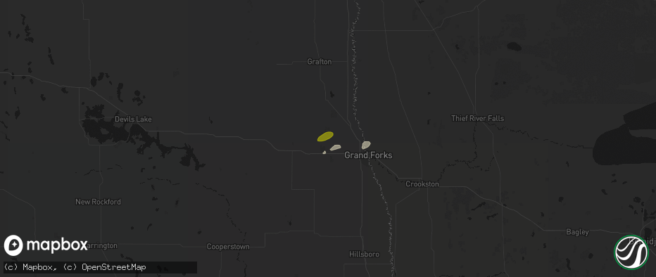 Hail map in Mekinock, ND on June 3, 2026