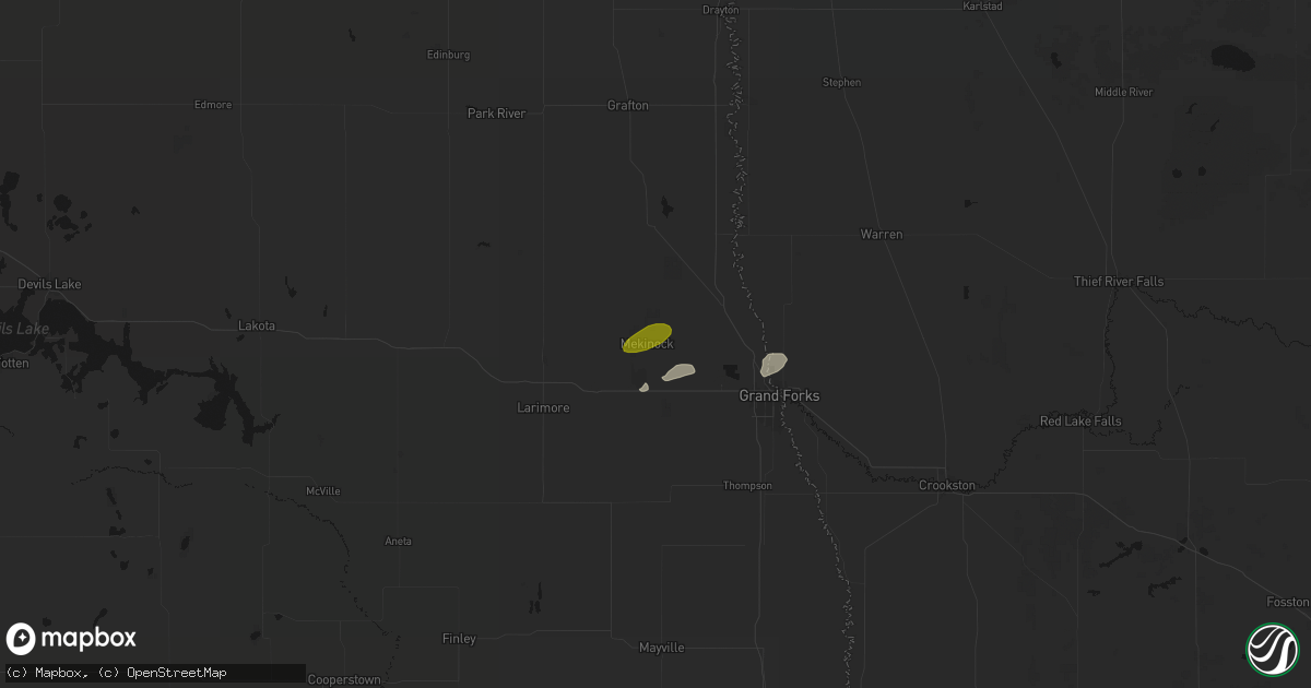 Hail map in Mekinock, ND on June 3, 2026