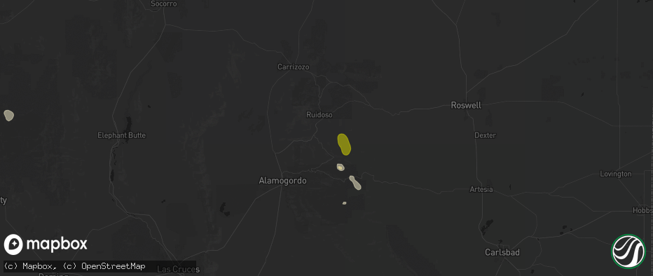 Hail map in Mescalero, NM on June 3, 2026