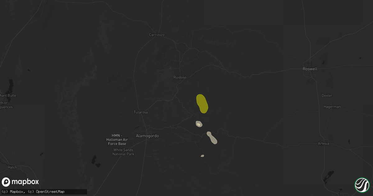 Hail map in Mescalero, NM on June 3, 2026