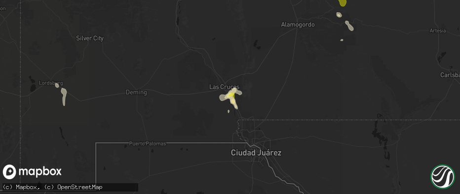 Hail map in Mesilla Park, NM on June 3, 2026