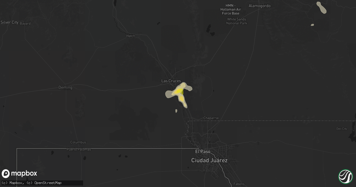 Hail map in Mesilla Park, NM on June 3, 2026