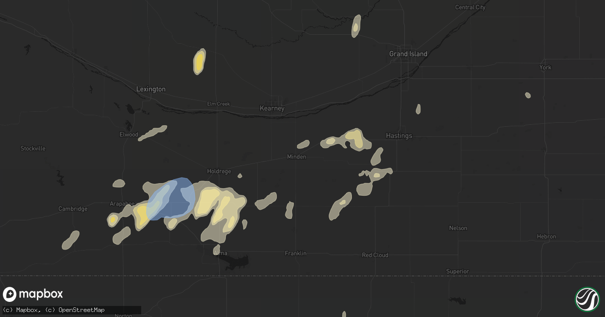 Hail map in Minden, NE on June 3, 2026