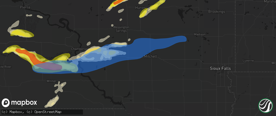 Hail map in Mount Vernon, SD on June 3, 2026