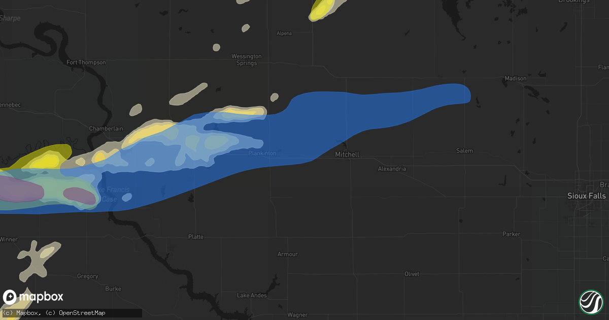 Hail map in Mount Vernon, SD on June 3, 2026