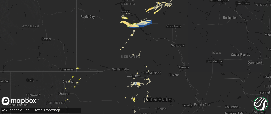 Hail map in Nebraska on June 3, 2026