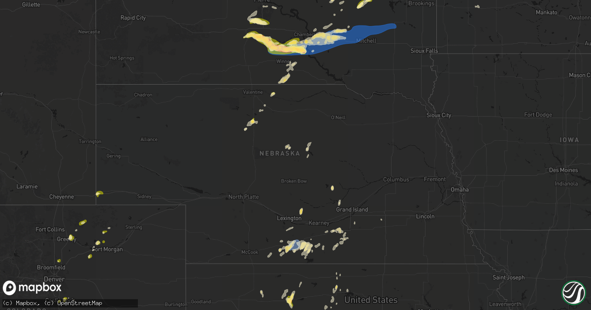 Hail map in Nebraska on June 3, 2026