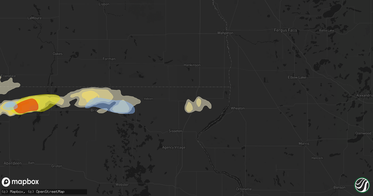 Hail map in New Effington, SD on June 3, 2026