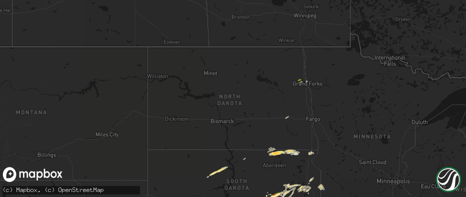 Hail map in North Dakota on June 3, 2026