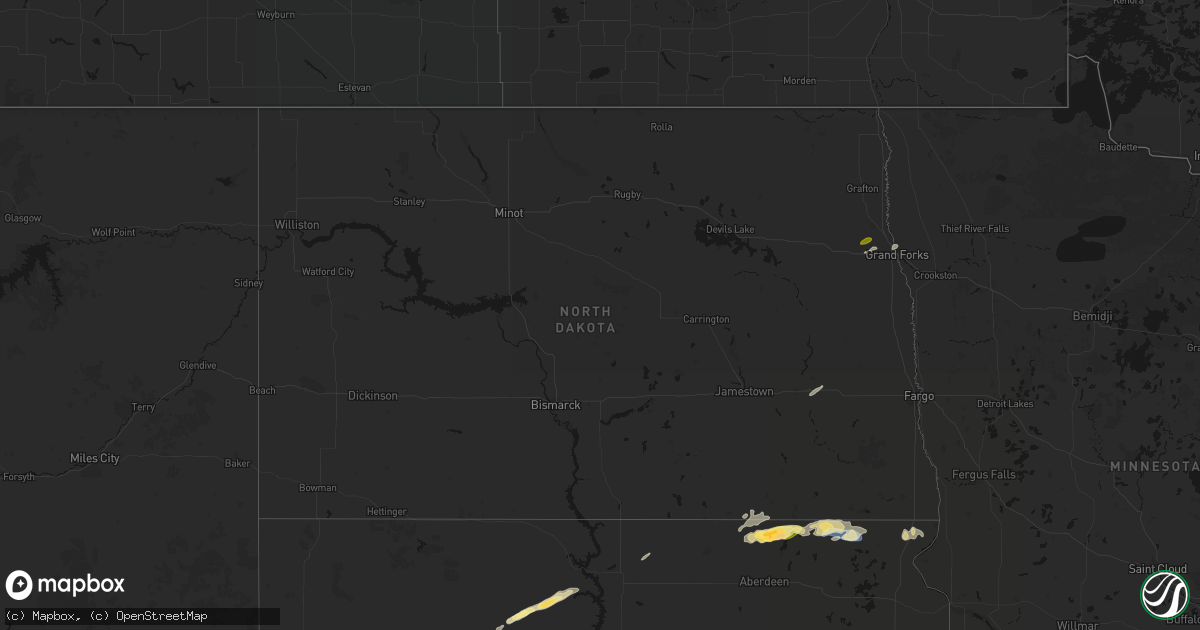 Hail map in North Dakota on June 3, 2026