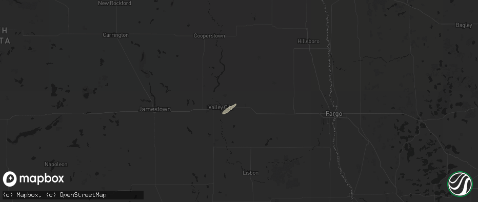 Hail map in Oriska, ND on June 3, 2026