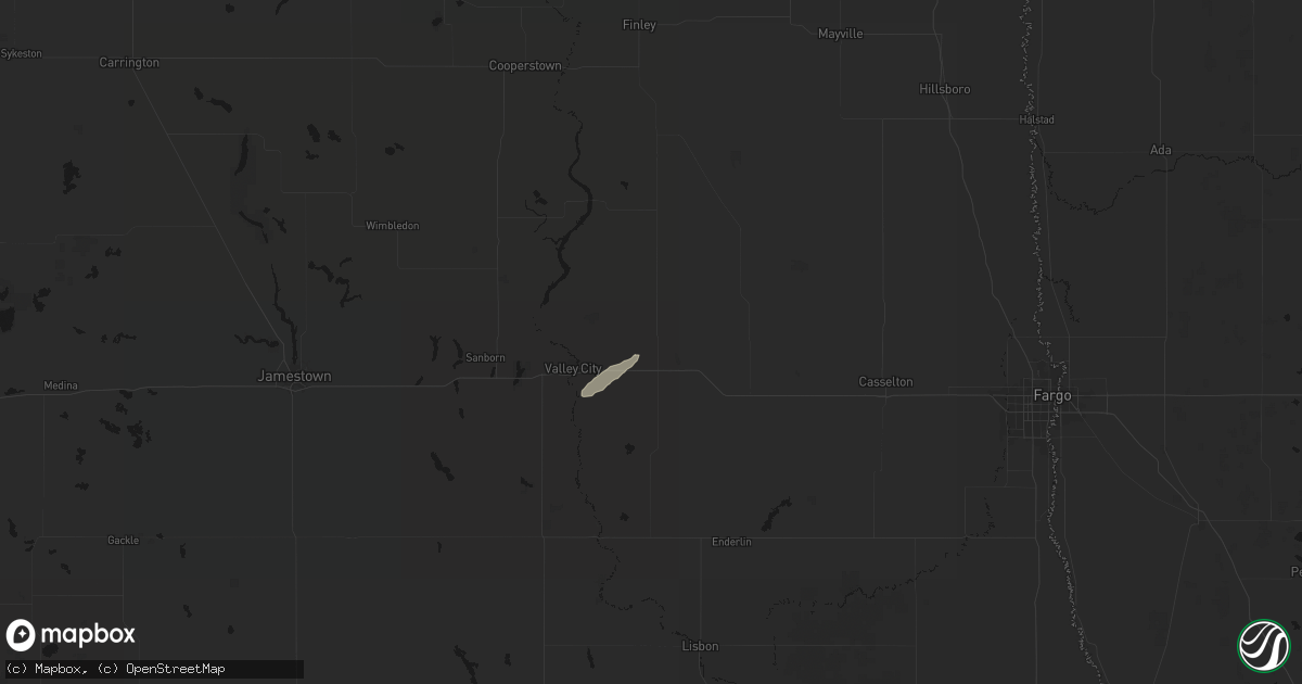Hail map in Oriska, ND on June 3, 2026