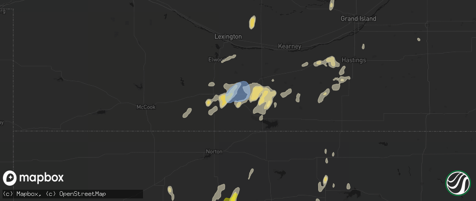 Hail map in Oxford, NE on June 3, 2026