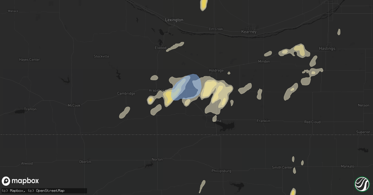 Hail map in Oxford, NE on June 3, 2026