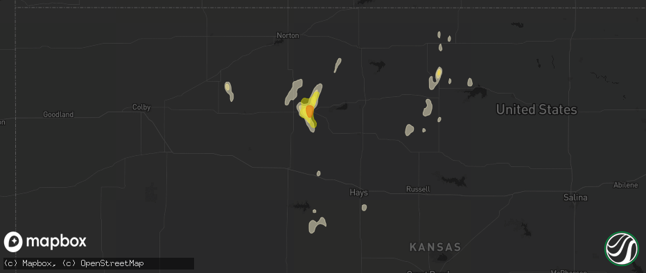 Hail map in Palco, KS on June 3, 2026