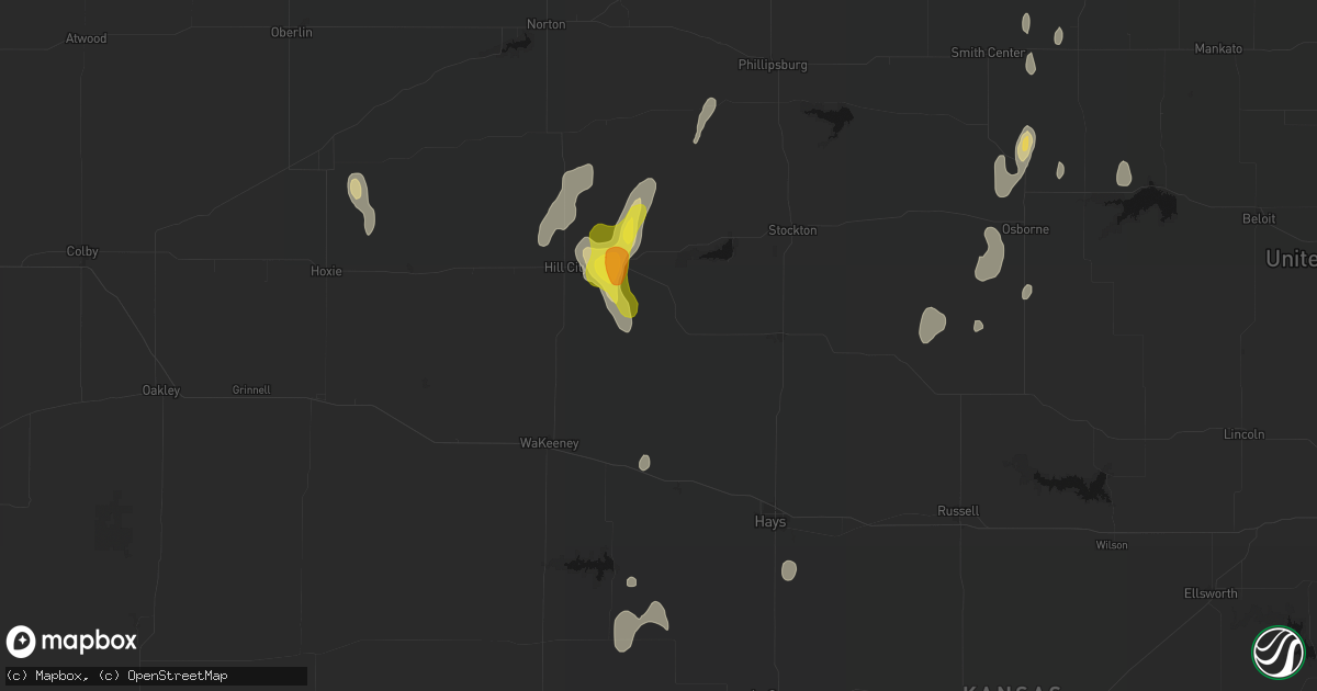 Hail map in Palco, KS on June 3, 2026