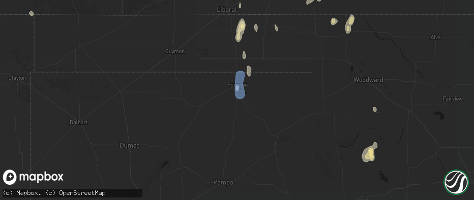 Hail map in Perryton, TX on June 3, 2026