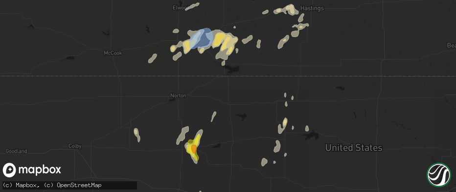Hail map in Phillipsburg, KS on June 3, 2026