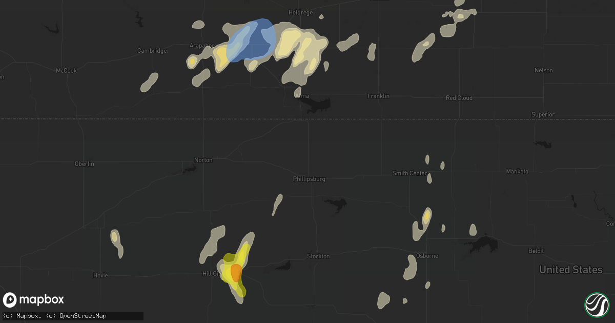 Hail map in Phillipsburg, KS on June 3, 2026