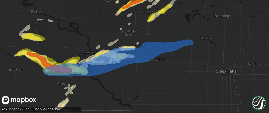 Hail map in Plankinton, SD on June 3, 2026