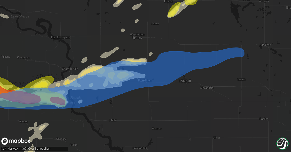 Hail map in Plankinton, SD on June 3, 2026
