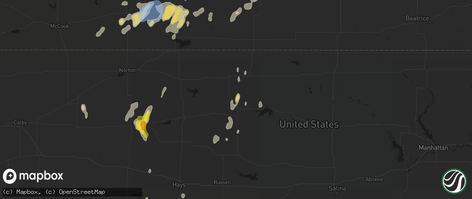 Hail map in Portis, KS on June 3, 2026