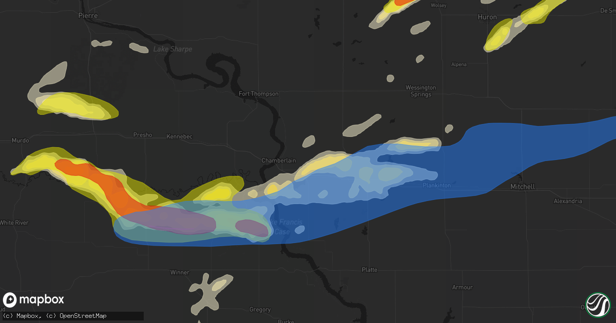 Hail map in Pukwana, SD on June 3, 2026