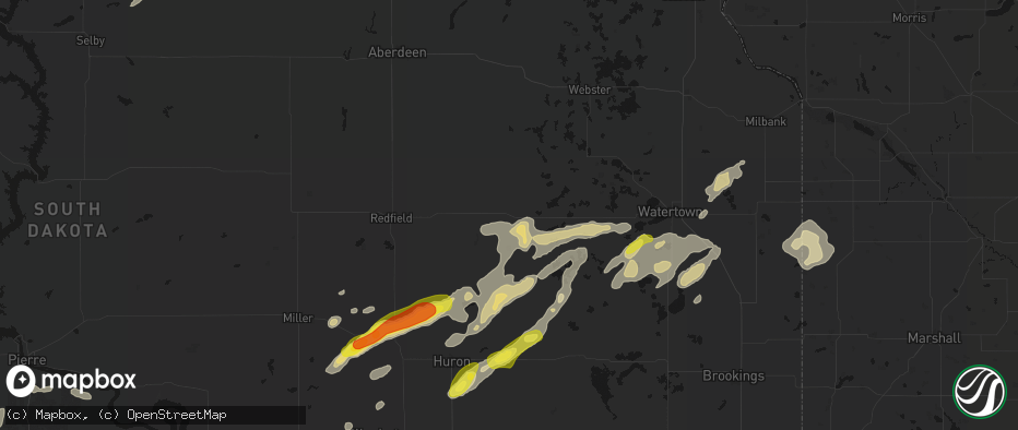 Hail map in Raymond, SD on June 3, 2026