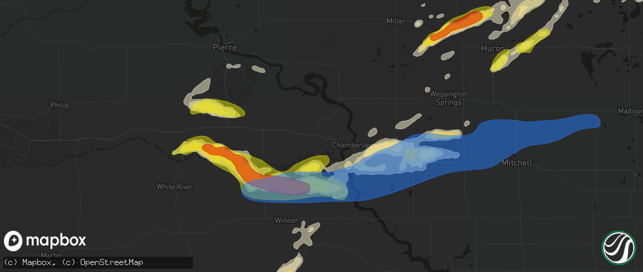 Hail map in Reliance, SD on June 3, 2026