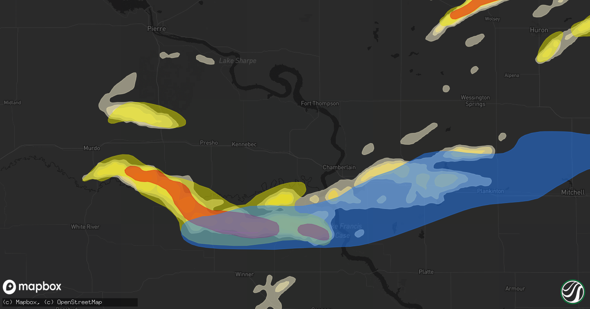 Hail map in Reliance, SD on June 3, 2026