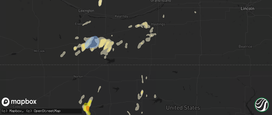 Hail map in Riverton, NE on June 3, 2026