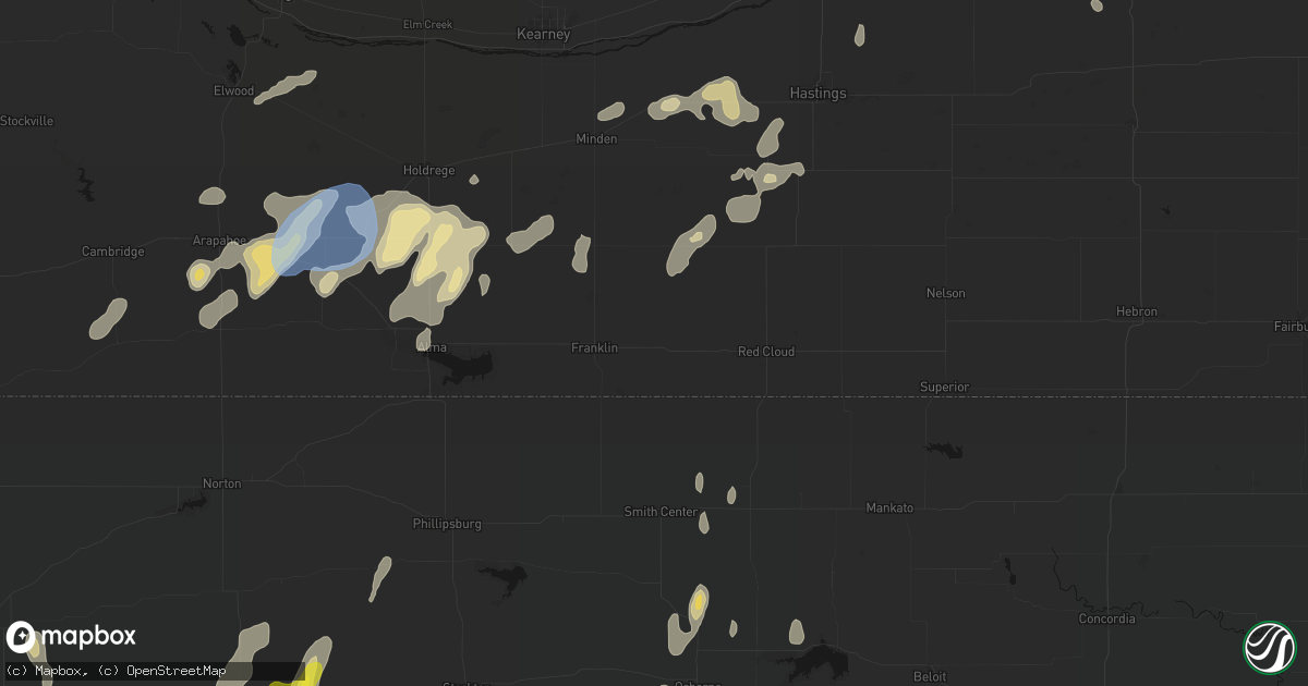 Hail map in Riverton, NE on June 3, 2026