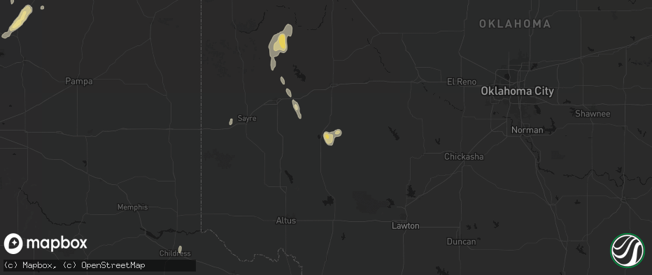 Hail map in Rocky, OK on June 3, 2026