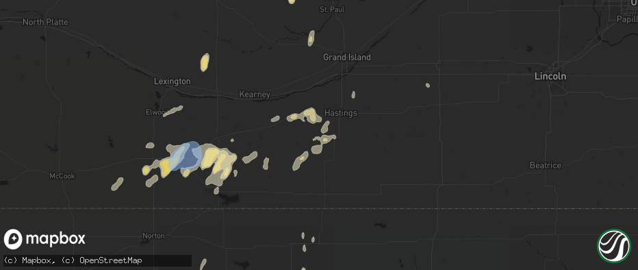 Hail map in Roseland, NE on June 3, 2026