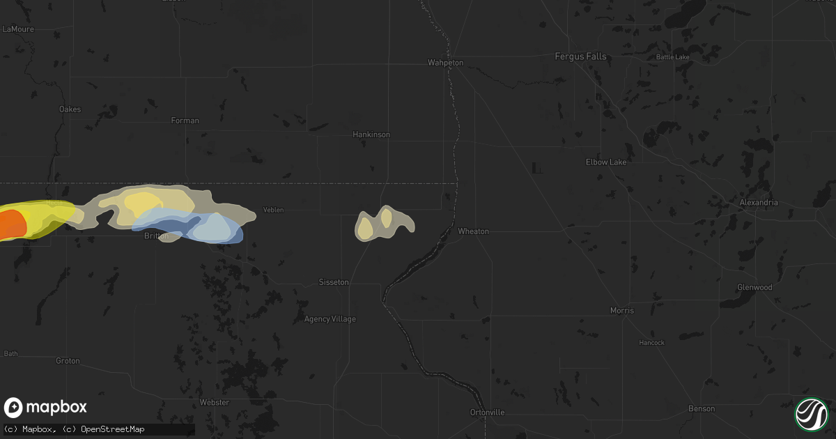 Hail map in Rosholt, SD on June 3, 2026