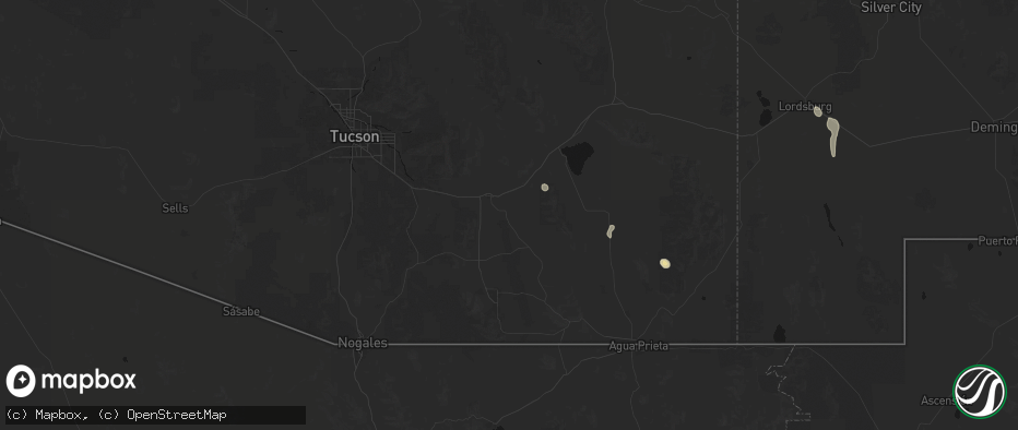 Hail map in Saint David, AZ on June 3, 2026