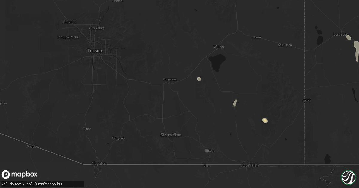 Hail map in Saint David, AZ on June 3, 2026
