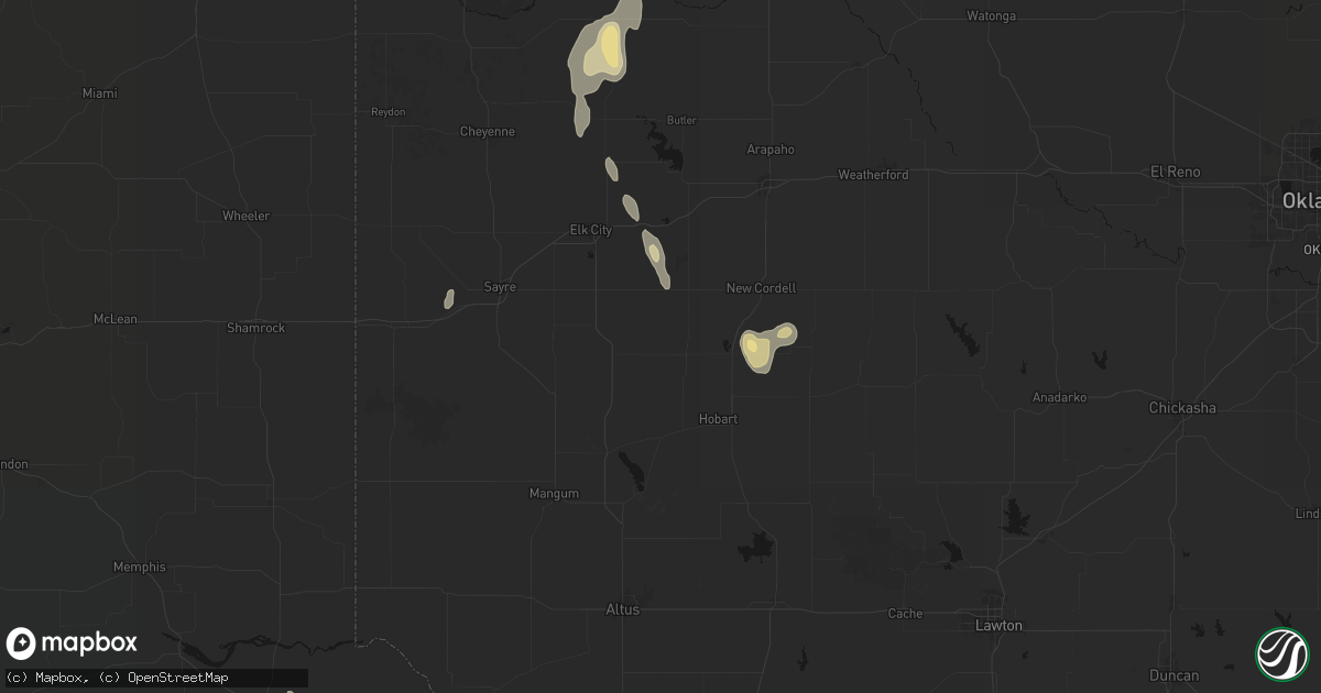 Hail map in Sentinel, OK on June 3, 2026