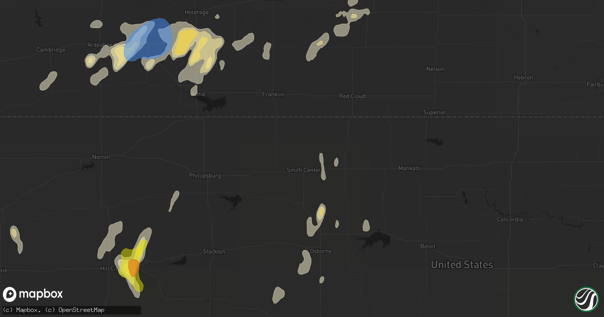 Hail map in Smith Center, KS on June 3, 2026