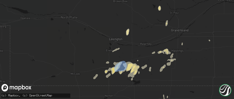Hail map in Smithfield, NE on June 3, 2026