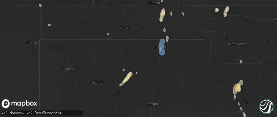 Hail map in Spearman, TX on June 3, 2026