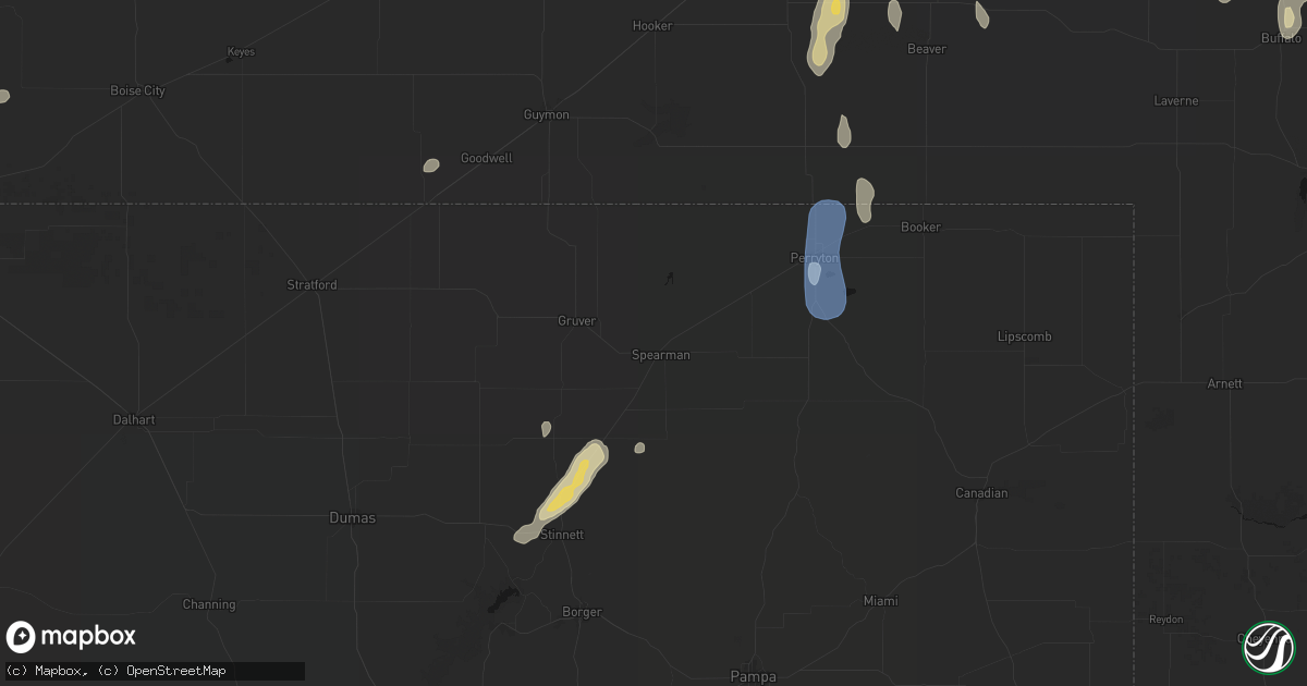 Hail map in Spearman, TX on June 3, 2026